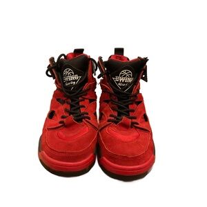 Vintage women’s Ewing Athletics ROGUE Mid-Top Red Suede & Black Sneakers